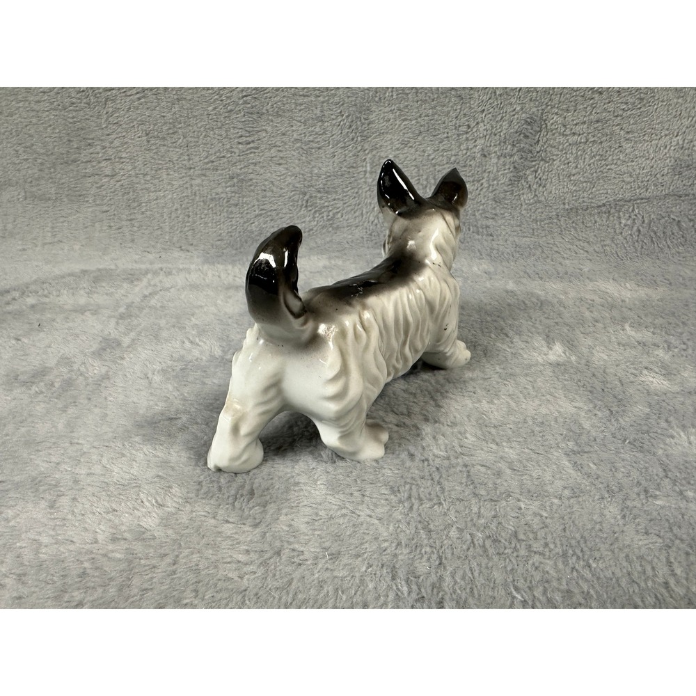 Vintage Japan Ceramic Scottie Dog Figurine Gray White Scottish Terrier 5" - Picture 3 of 7